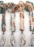 Boho Necklace, RH Antique Drop Crystal Lava Stone